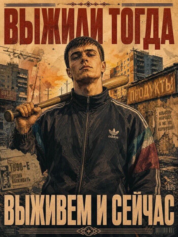 ВЫЖИЛИ ТОГДА ВИДЕО САЛОН ПРОДУКТЫ ВЛАСТЬ НАРОДУ, А НЕ ИХ КОРМУШКЕ! 1990-Е ВРЕМЯ ВЫЖИВАТЬ 1995 ВЫЖИВЕМ И СЕЙЧАС СДЕЛАНО В РОССИИ adidas