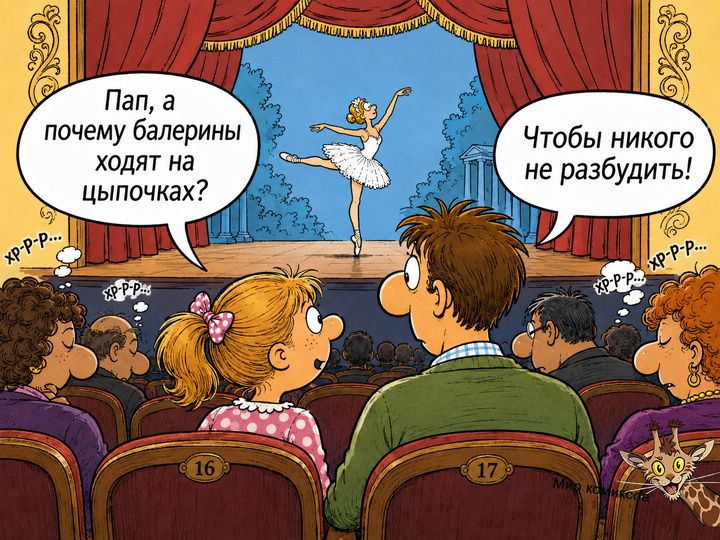 Пап, а почему балерины ходят на цыпочках? Чтобы никого не разбудить! Хр-р-р...