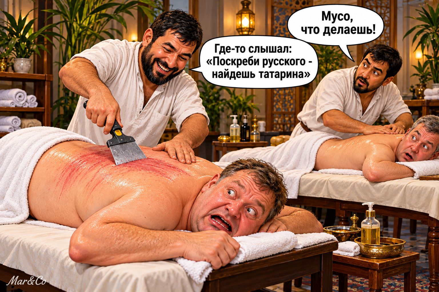 Где-то слышал: «Поскреби русского - найдешь татарина». Мусо, что делаешь!