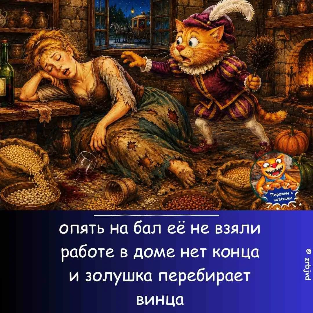 Пирожки с котятами опять на бал её не взяли работе в доме нет конца и золушка перебирает винца © zrbjvd
