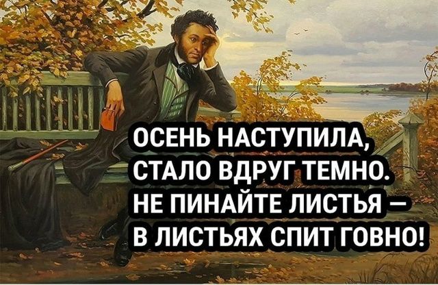ОСЕНЬ НАСТУПИЛА, СТАЛО ВДРУГ ТЕМНО. НЕ ПИНАЙТЕ ЛИСТЬЯ — В ЛИСТЬЯХ СПИТ ГОВНО!