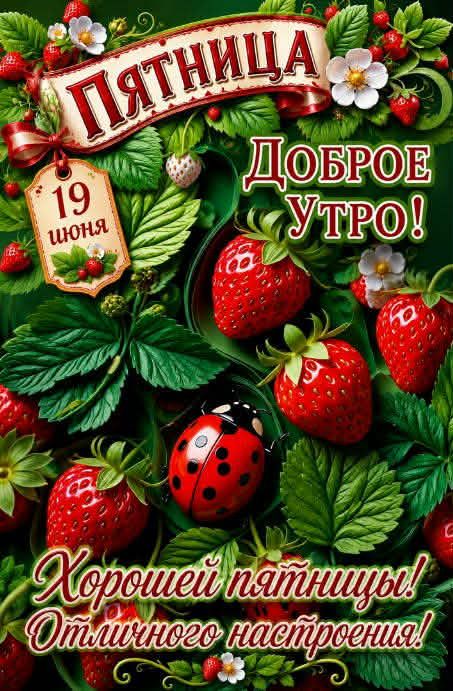 ПЯТНИЦА ДОБРОЕ УТРО! 19 ИЮНЯ Хорошей пятницы! Отличного настроения!