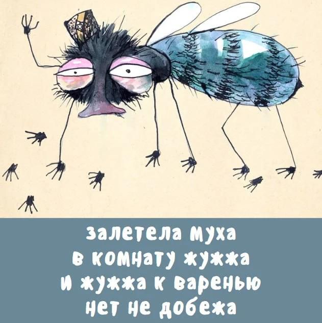 залетела муха в комнату жужжа и жужжа к варенью нет не добежа