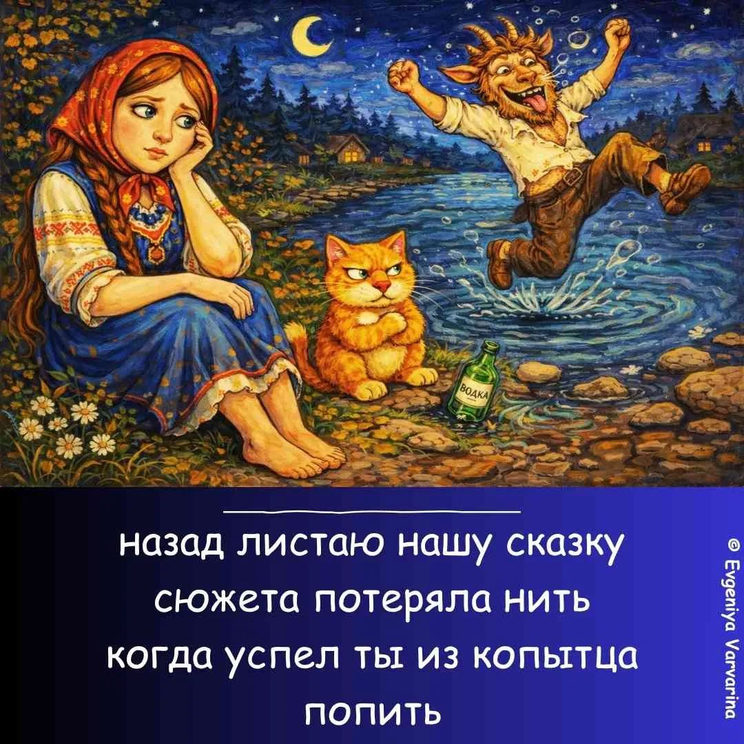 назад листаю нашу сказку сюжета потеряла нить когда успел ты из копытца попить ВОДКА