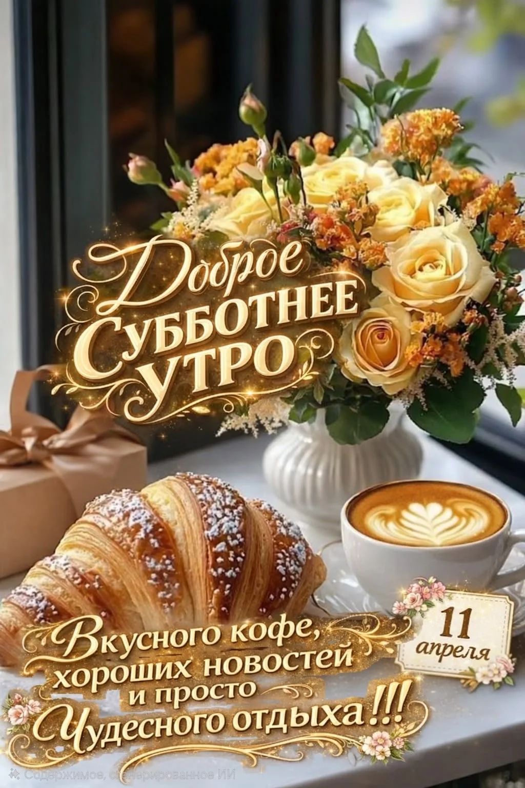 Доброе Субботнее Утро Вкусного кофе, хороших новостей и просто Чудесного отдыха!!! 11 апреля содержимое, сгенерированное ИИ