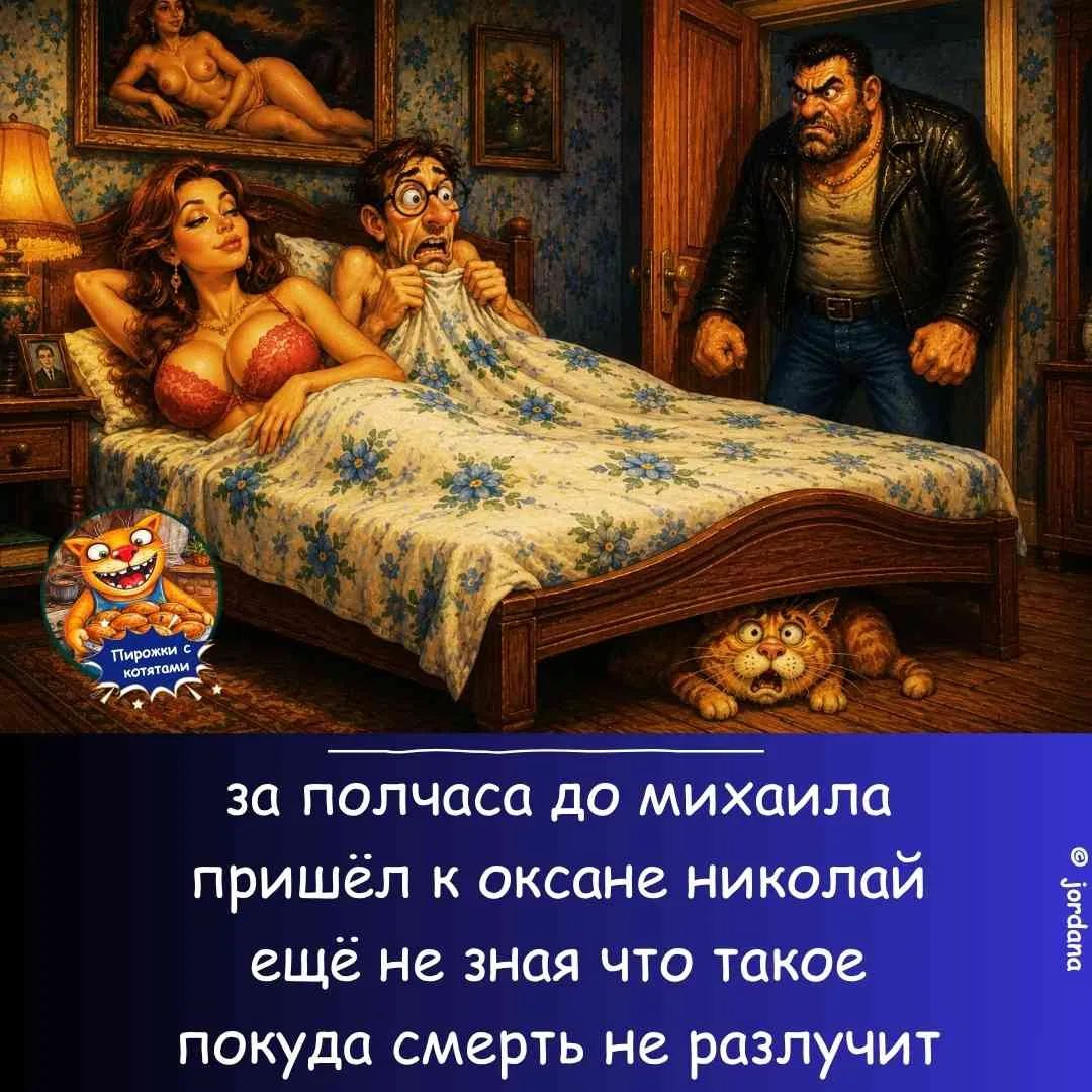 за полчаса до михаила пришёл к оксане николай ещё не зная что такое покуда смерть не разлучит