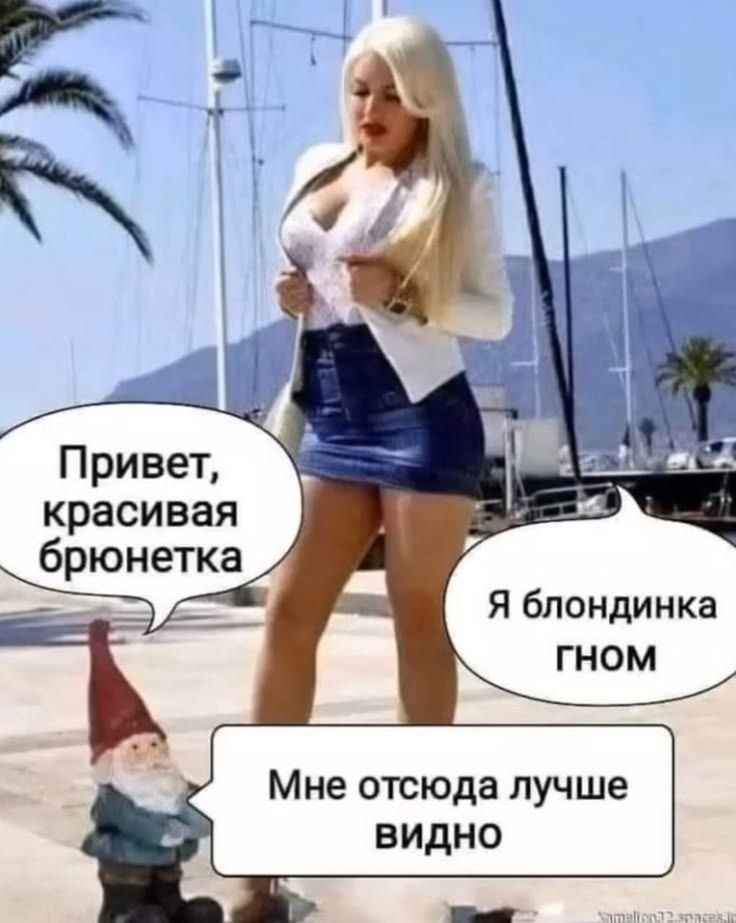 Привет, красивая брюнетка. Я блондинка. Гном. Мне отсюда лучше видно.