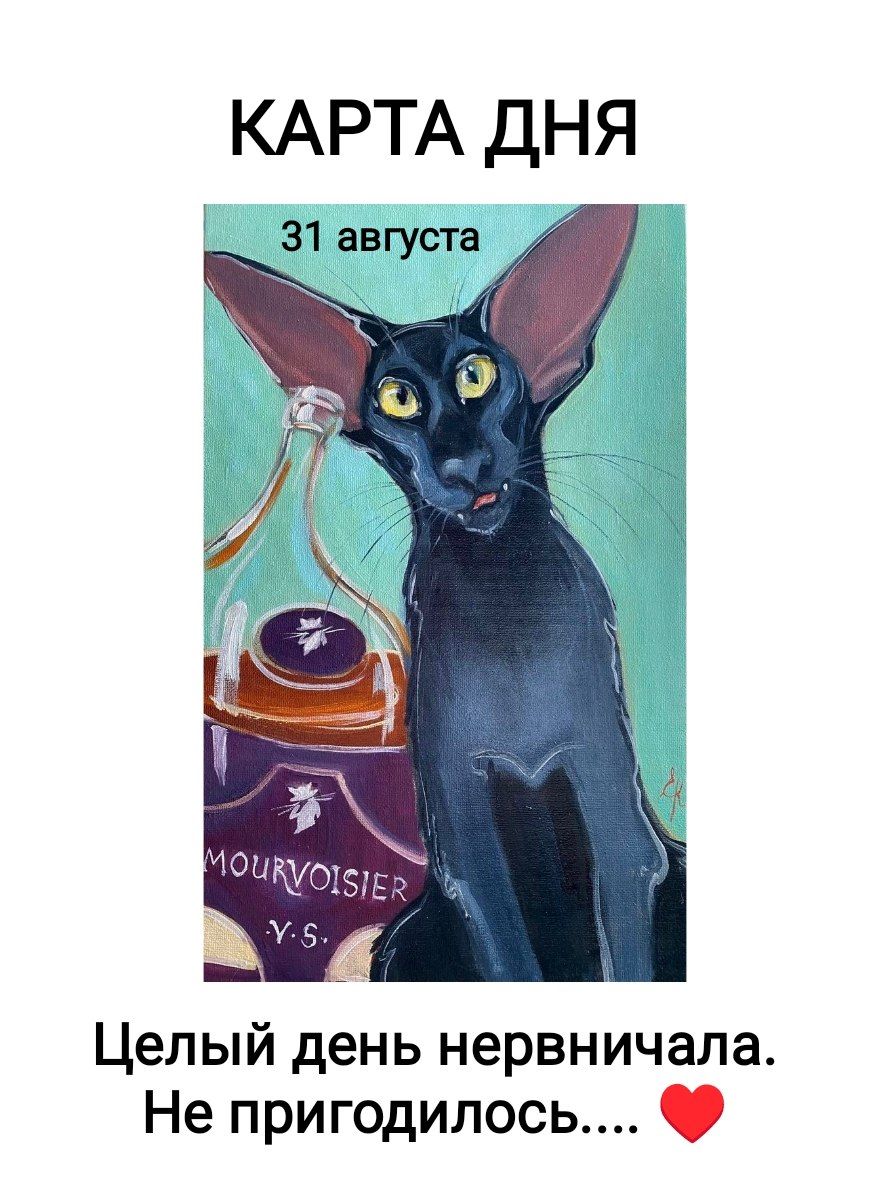 КАРТА ДНЯ 31 августа MOURVOISIER V.S. Целый день нервничала. Не пригодилось....
