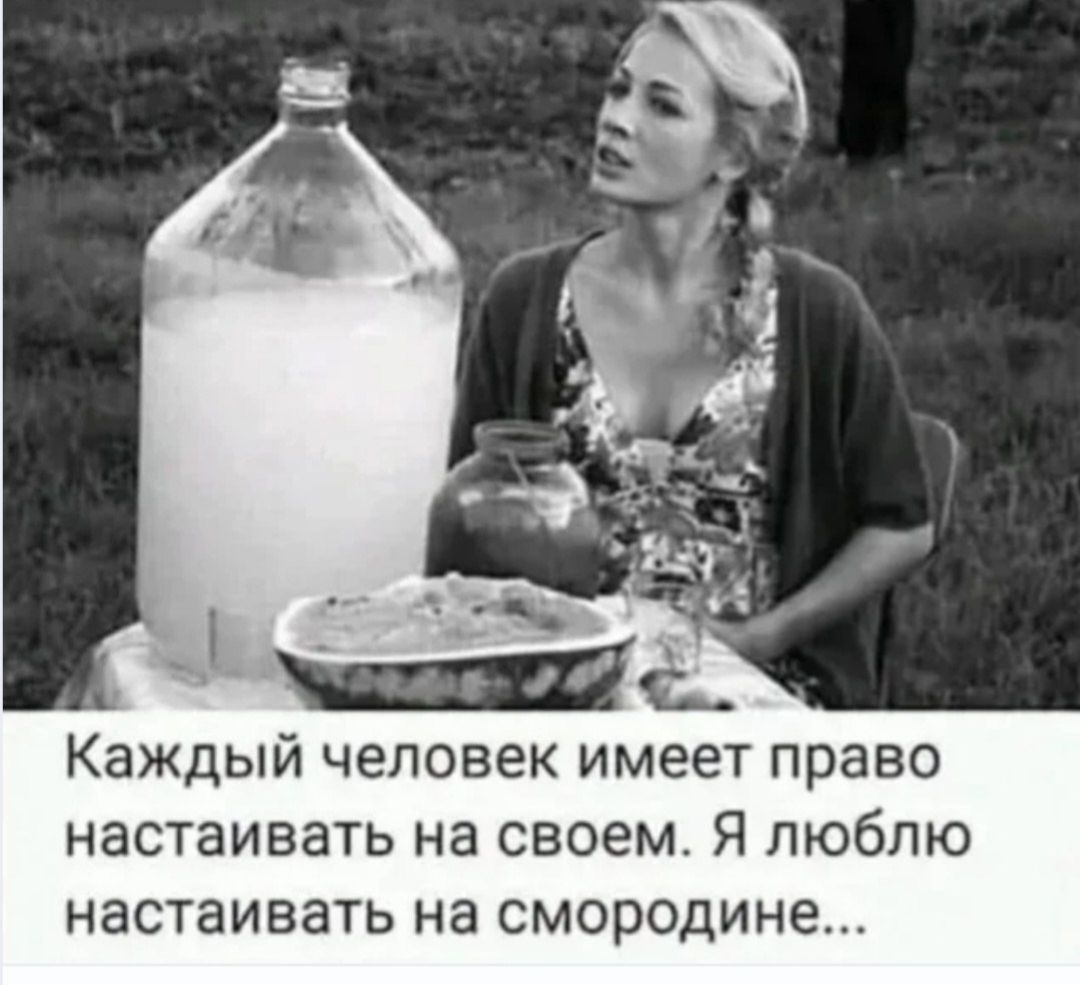 Каждый человек имеет право настаивать на своем. Я люблю настаивать на смородине...