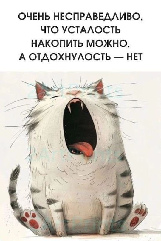 Очень несправедливо, что усталость накопить можно, а отдохнулость — нет