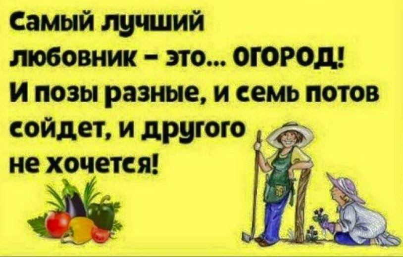 Самый лучший любовник - это... ОГОРОД! И позы разные, и семь потов сойдет, и другого не хочется!