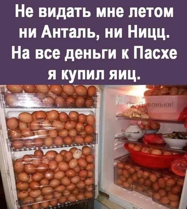 Не видать мне летом ни Анталь, ни Ницц. На все деньги к Пасхе я купил яиц. О, девоньки!