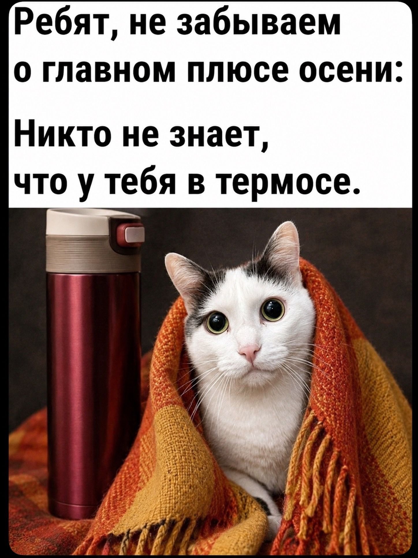 Ребят, не забываем о главном плюсе осени: Никто не знает, что у тебя в термосе.