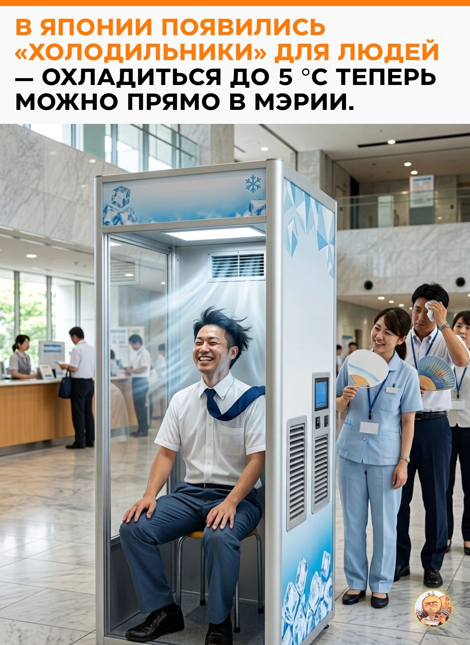 В ЯПОНИИ ПОЯВИЛИСЬ «ХОЛОДИЛЬНИКИ» ДЛЯ ЛЮДЕЙ — ОХЛАДИТЬСЯ ДО 5 °С ТЕПЕРЬ МОЖНО ПРЯМО В МЭРИИ.