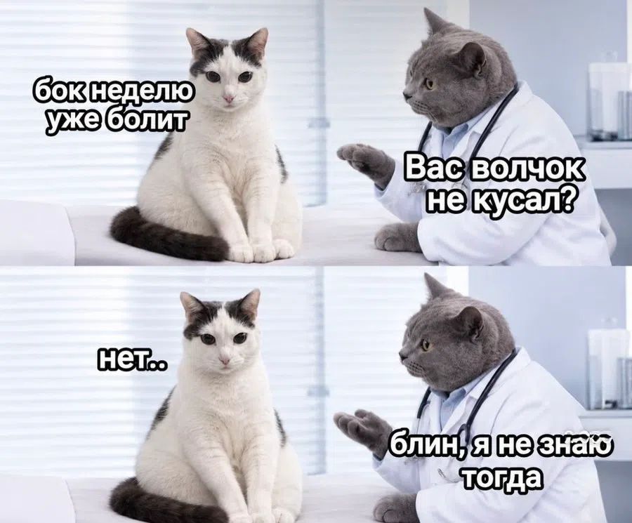 бок неделю уже болит - Вас волчок не кусал? - нет.. - блин, я не знаю тогда
