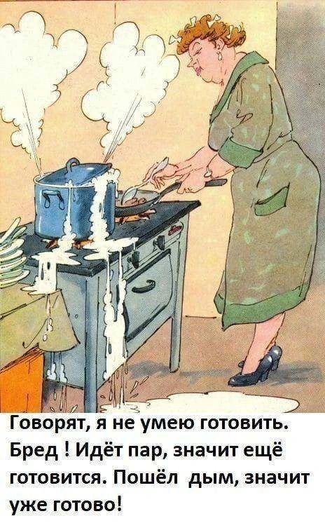 Говорят, я не умею готовить. Бред! Идёт пар, значит ещё готовится. Пошёл дым, значит уже готово!