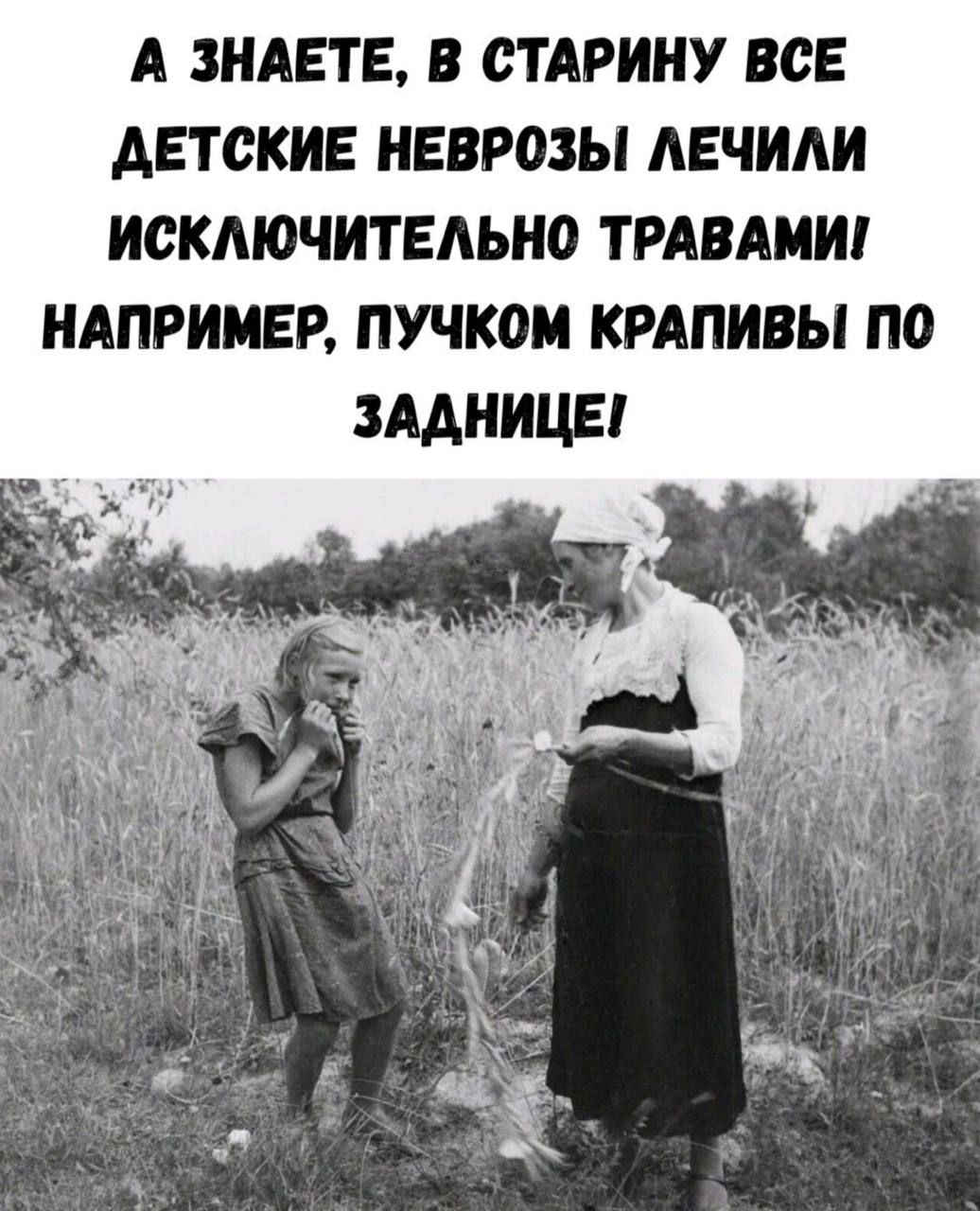 А знаете, в старину все детские неврозы лечили исключительно травами! Например, пучком крапивы по заднице!