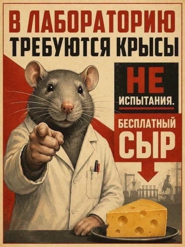 В лабораторию требуются крысы. Не испытания. Бесплатный сыр.