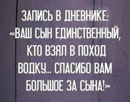 ЗАПИСЬ В ДНЕВНИКЕ: «ВАШ СЫН ЕДИНСТВЕННЫЙ, КТО ВЗЯЛ В ПОХОД ВОДКУ... СПАСИБО ВАМ БОЛЬШОЕ ЗА СЫНА!»
