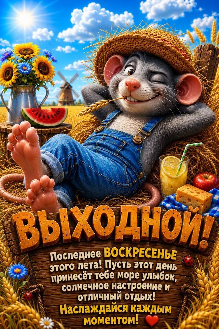 ВЫХОДНОЙ! Последнее воскресенье этого лета! Пусть этот день принесёт тебе море улыбок, солнечное настроение и отличный отдых! Наслаждайся каждым моментом!