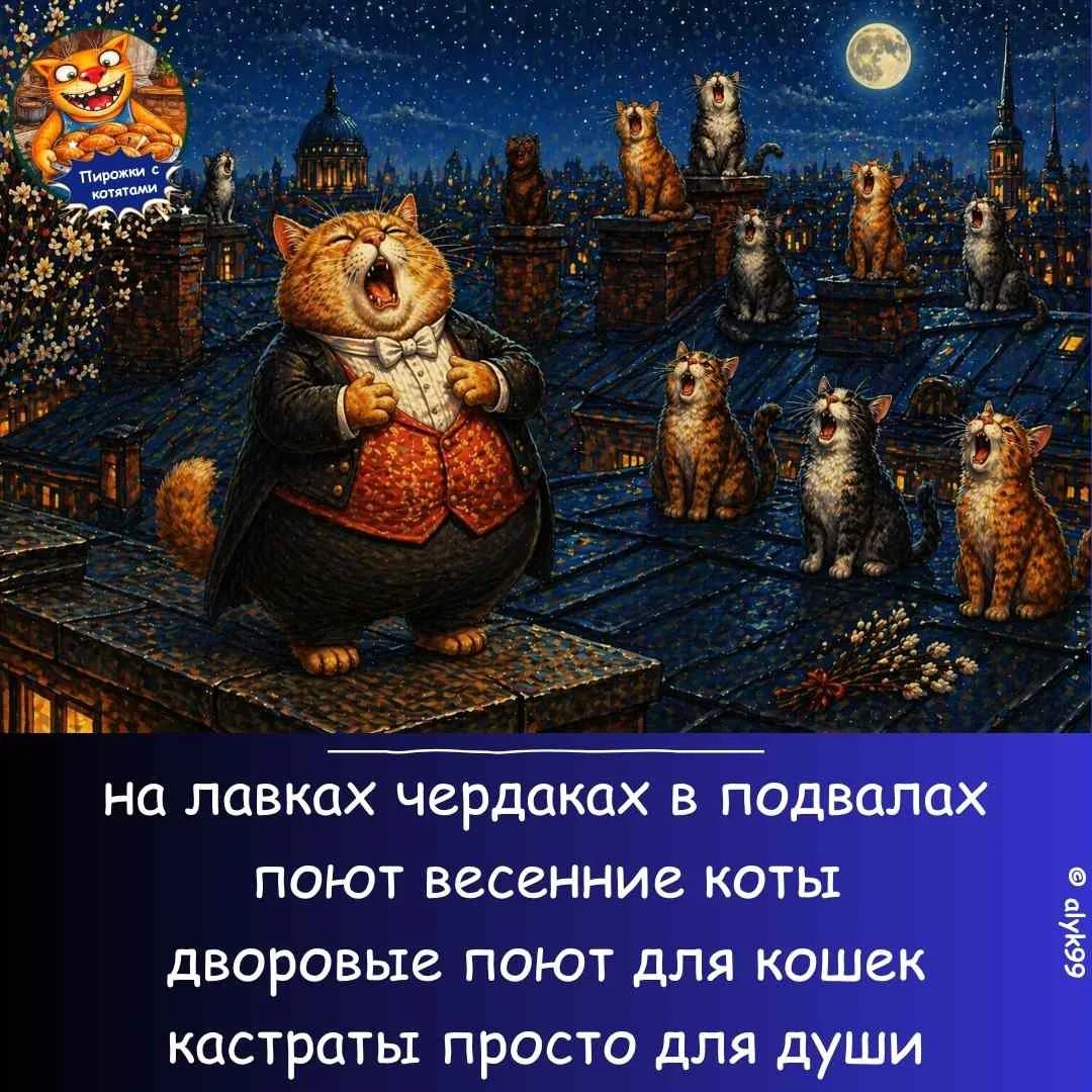 на лавках чердаках в подвалах поют весенние коты дворовые поют для кошек кастраты просто для души