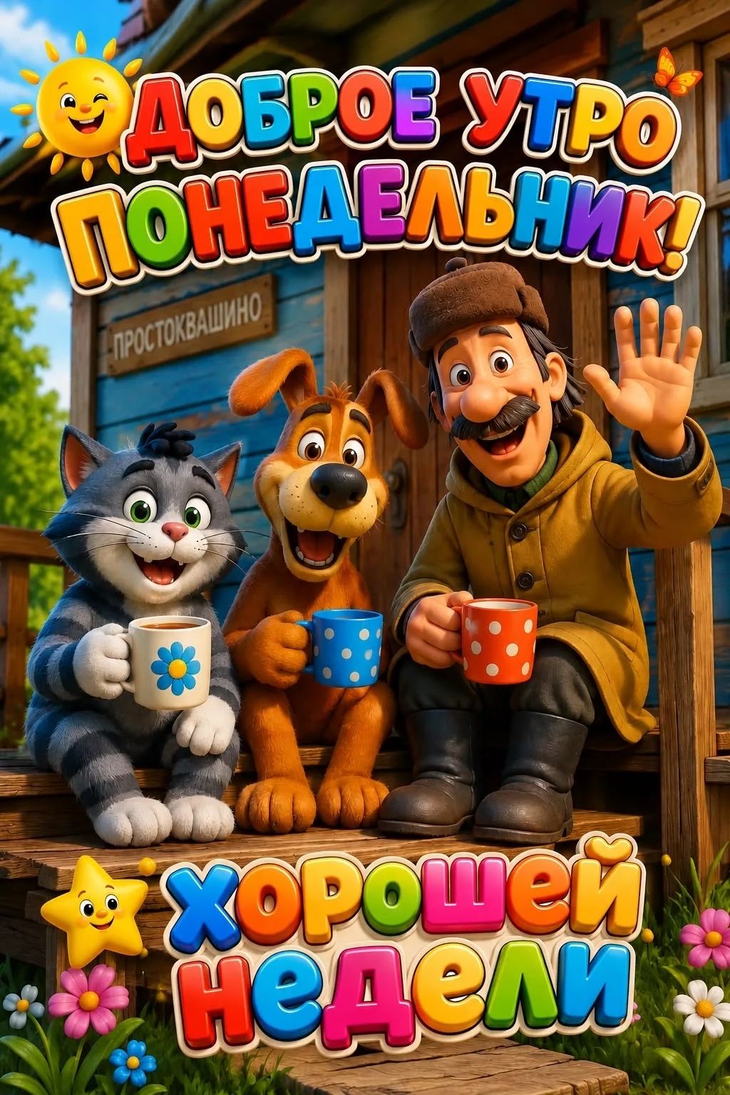 Доброе утро Понедельник! Простоквашино Хорошей недели