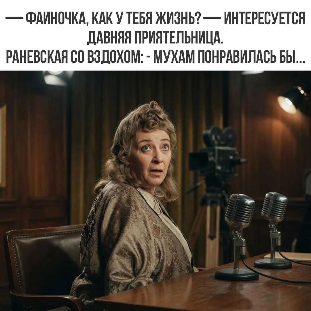 — Фаиночка, как у тебя жизнь? — интересуется давняя приятельница. Раневская со вздохом: - Мухам понравилась бы...