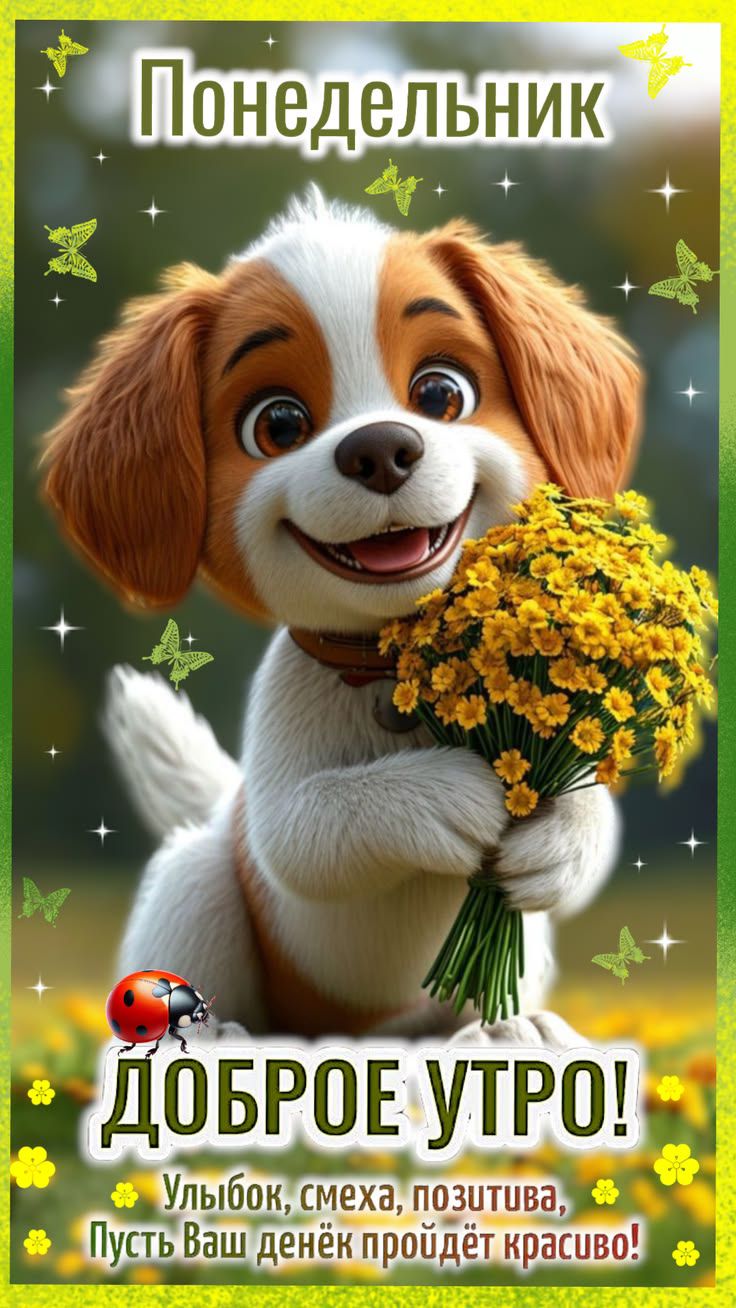 Понедельник ДОБРОЕ УТРО! Улыбок, смеха, позитива, Пусть Ваш денёк пройдёт красиво!