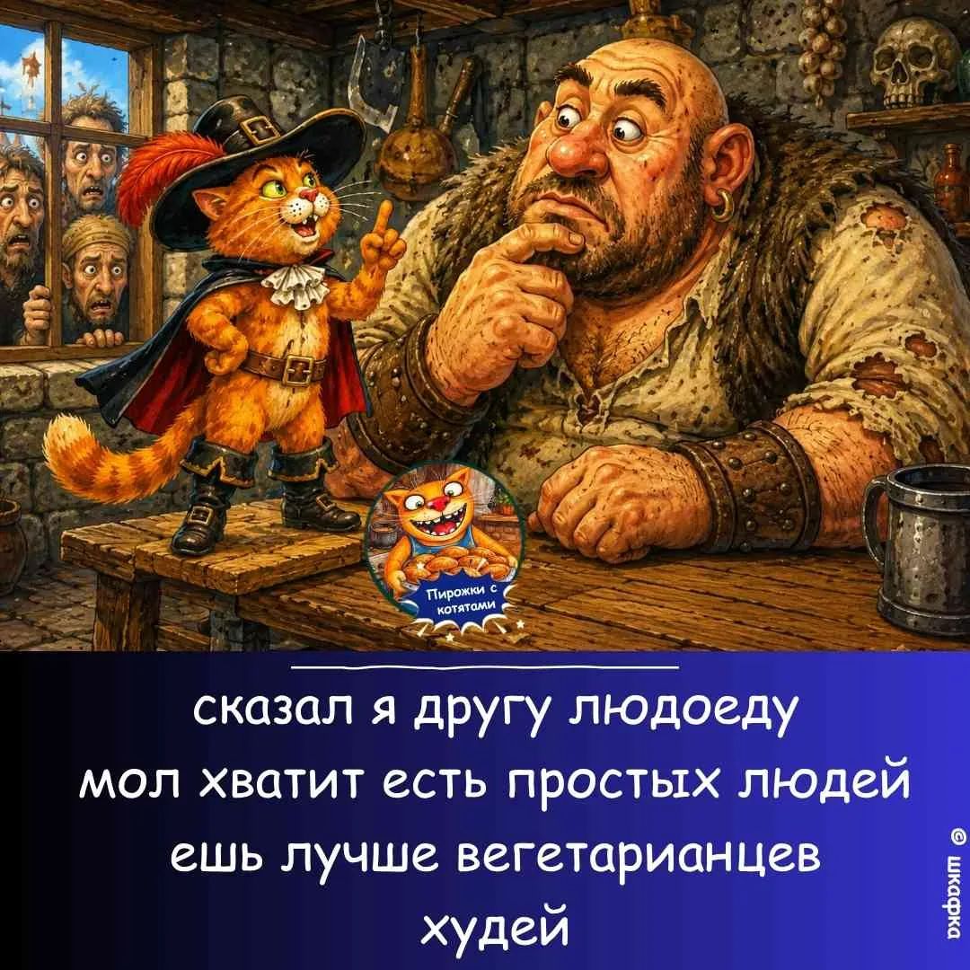 Пирожки с котятами сказал я другу людоеду мол хватит есть простых людей ешь лучше вегетарианцев худей