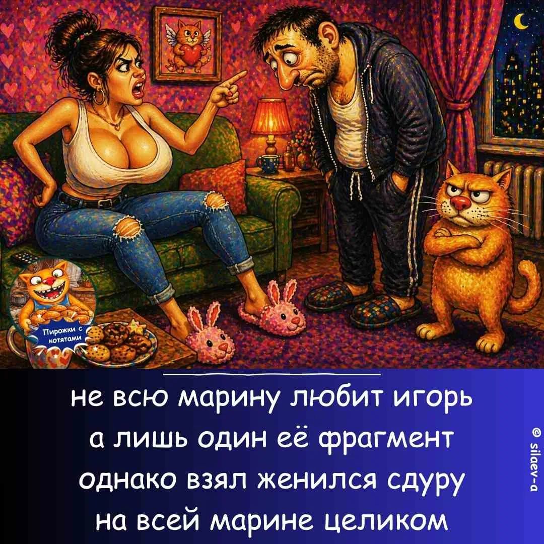 Пирожки с котятами. не всю марину любит игорь а лишь один её фрагмент однако взял женился сдуру на всей марине целиком