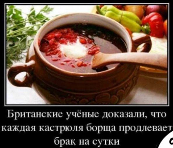 Британские учёные доказали, что каждая кастрюля борща продлевает брак на сутки