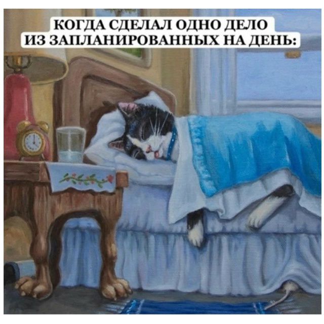 КОГДА СДЕЛАЛ ОДНО ДЕЛО ИЗ ЗАПЛАНИРОВАННЫХ НА ДЕНЬ:
