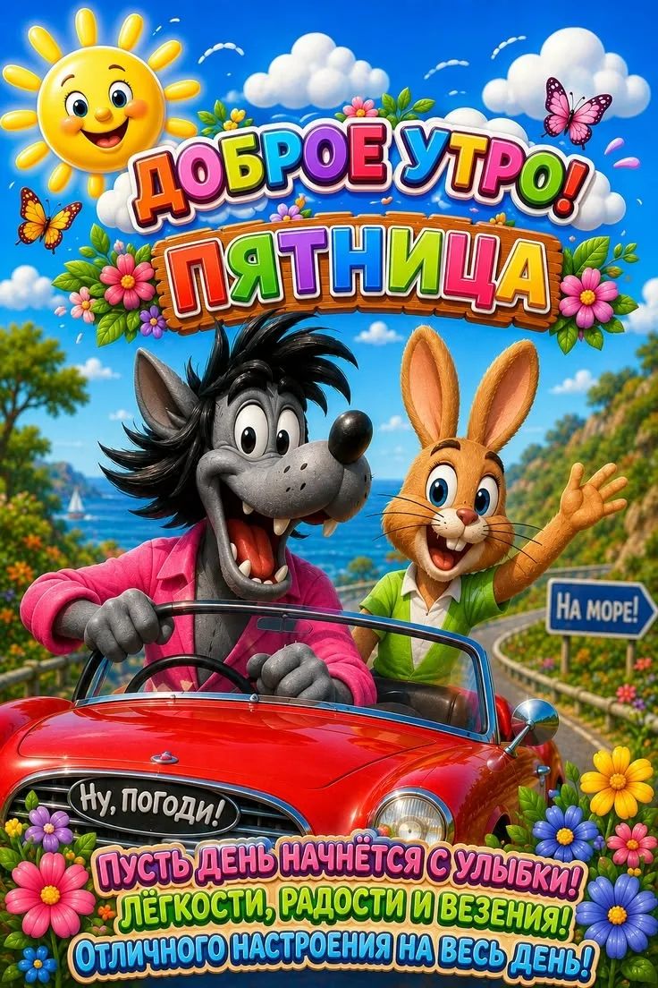 ДОБРОЕ УТРО! ПЯТНИЦА НА МОРЕ! Ну, погоди! ПУСТЬ ДЕНЬ НАЧНЁТСЯ С УЛЫБКИ! ЛЁГКОСТИ, РАДОСТИ И ВЕЗЕНИЯ! ОТЛИЧНОГО НАСТРОЕНИЯ НА ВЕСЬ ДЕНЬ!