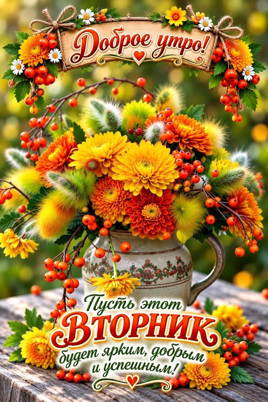 Доброе утро! Пусть этот вторник будет ярким, добрым и успешным!