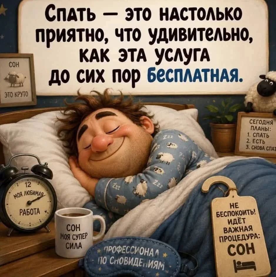 Спать — это настолько приятно, что удивительно, как эта услуга до сих пор бесплатная.