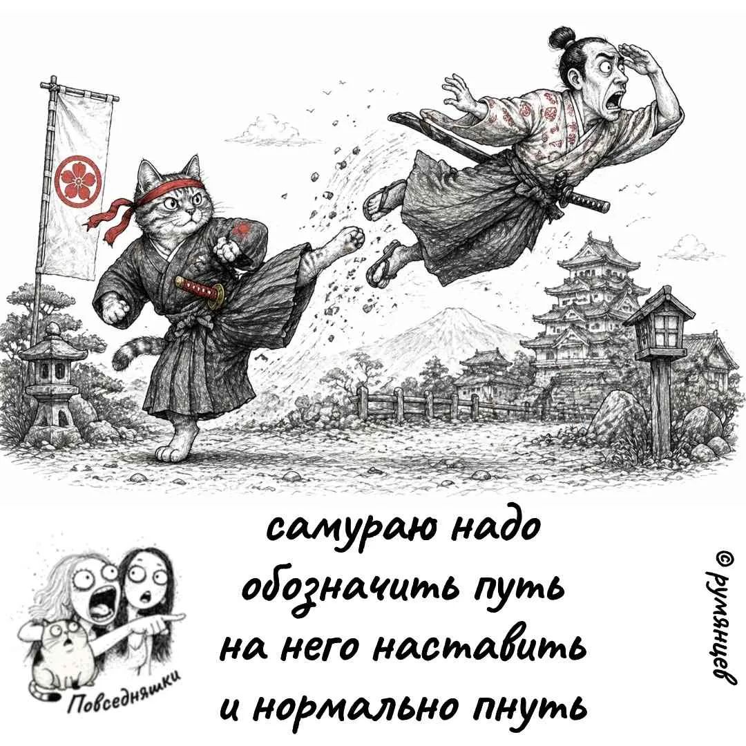самураю надо обозначить путь на него наставить и нормально пнуть Повседневняшки © Румянцев