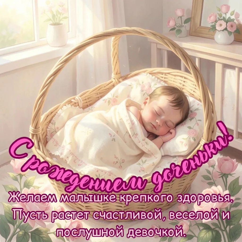 С рождением доченьки! Желаем малышке крепкого здоровья. Пусть растет счастливой, веселой и послушной девочкой.