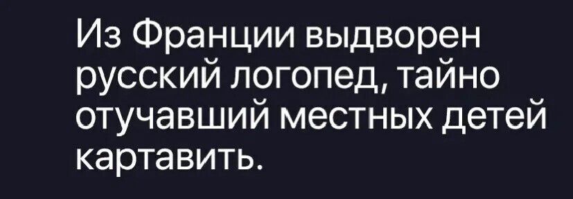 Из Франции выдворен русский логопед, тайно отучавший местных детей картавить.