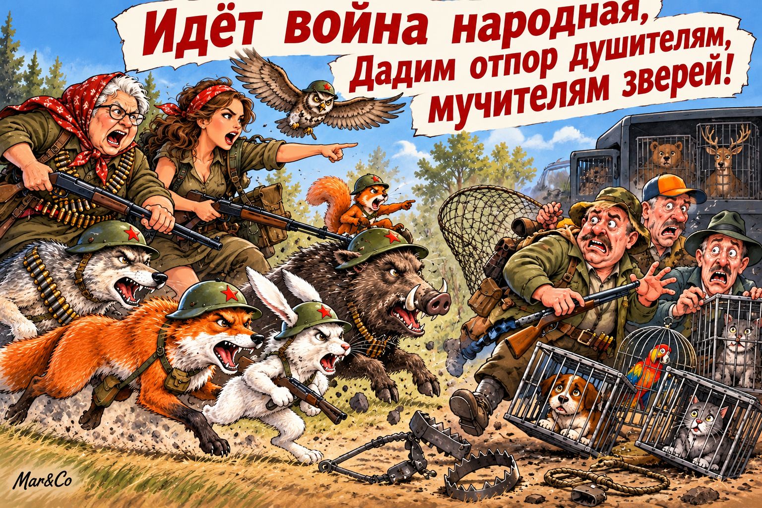 Идёт война народная, Дадим отпор душителям, мучителям зверей!