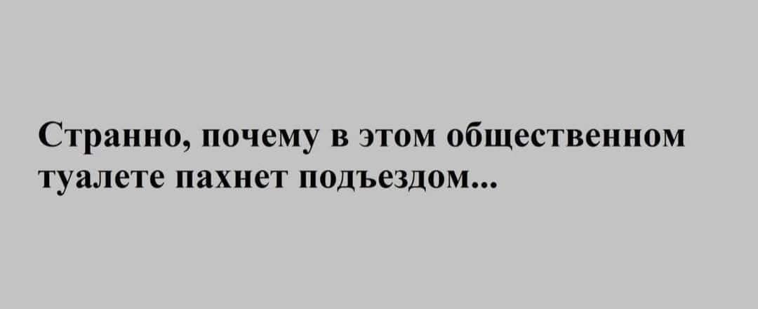 Странно, почему в этом общественном туалете пахнет подъездом...