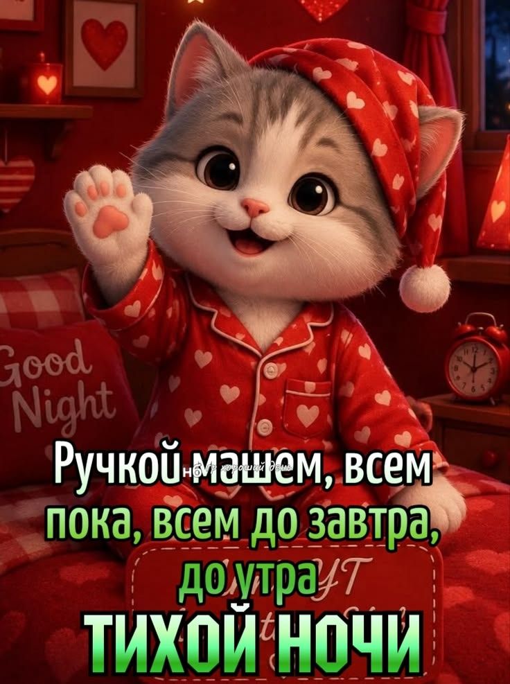 Good Night Ручкой машем, всем пока, всем до завтра, до утра, тихой ночи