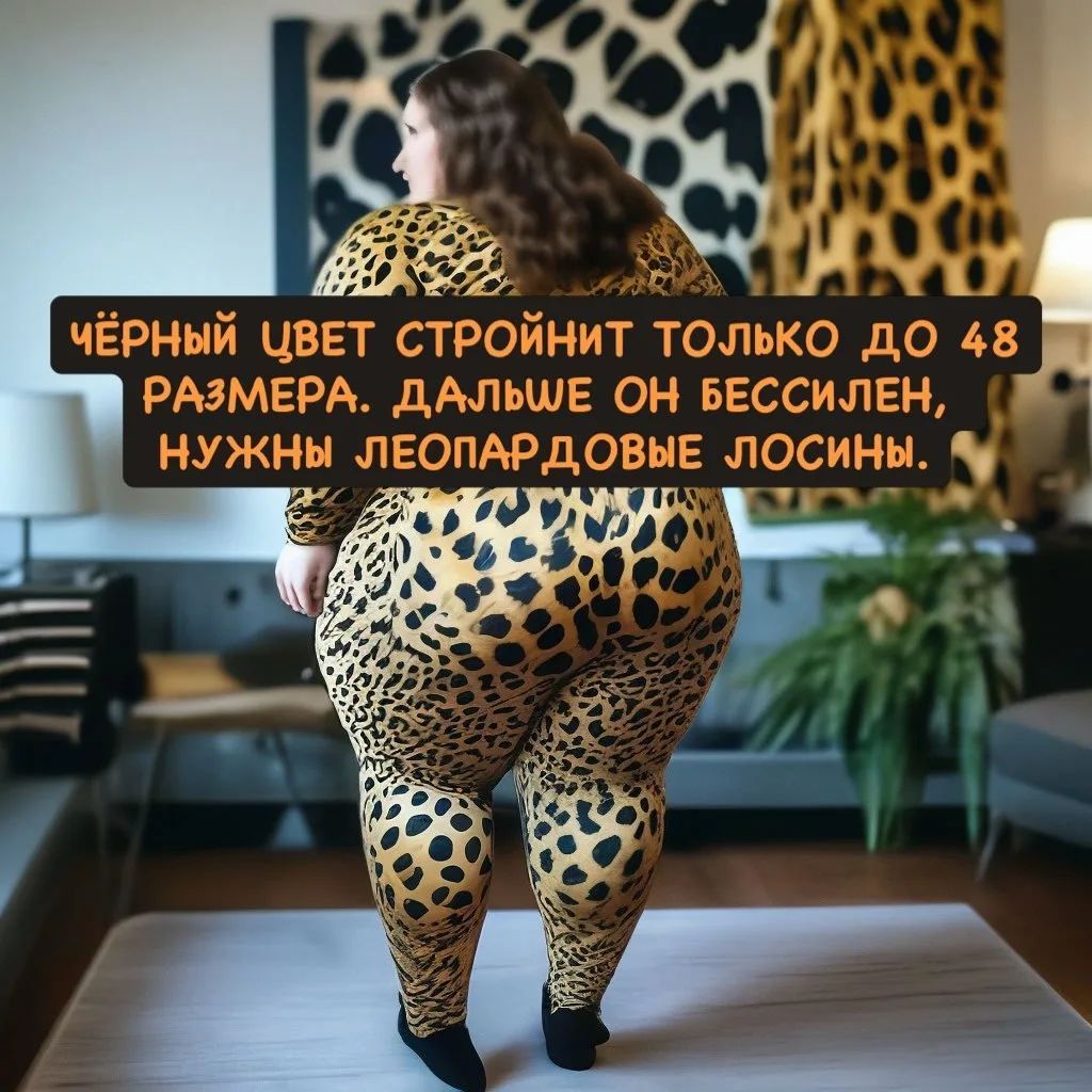 ЧЁРНЫЙ ЦВЕТ СТРОЙНИТ ТОЛЬКО ДО 48 РАЗМЕРА. ДАЛЬШЕ ОН БЕССИЛЕН, НУЖНЫ ЛЕОПАРДОВЫЕ ЛОСИНЫ.