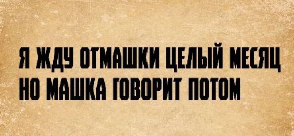 Я жду отмашки целый месяц, но Машка говорит потом.