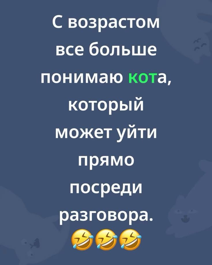 С возрастом все больше понимаю кота, который может уйти прямо посреди разговора.