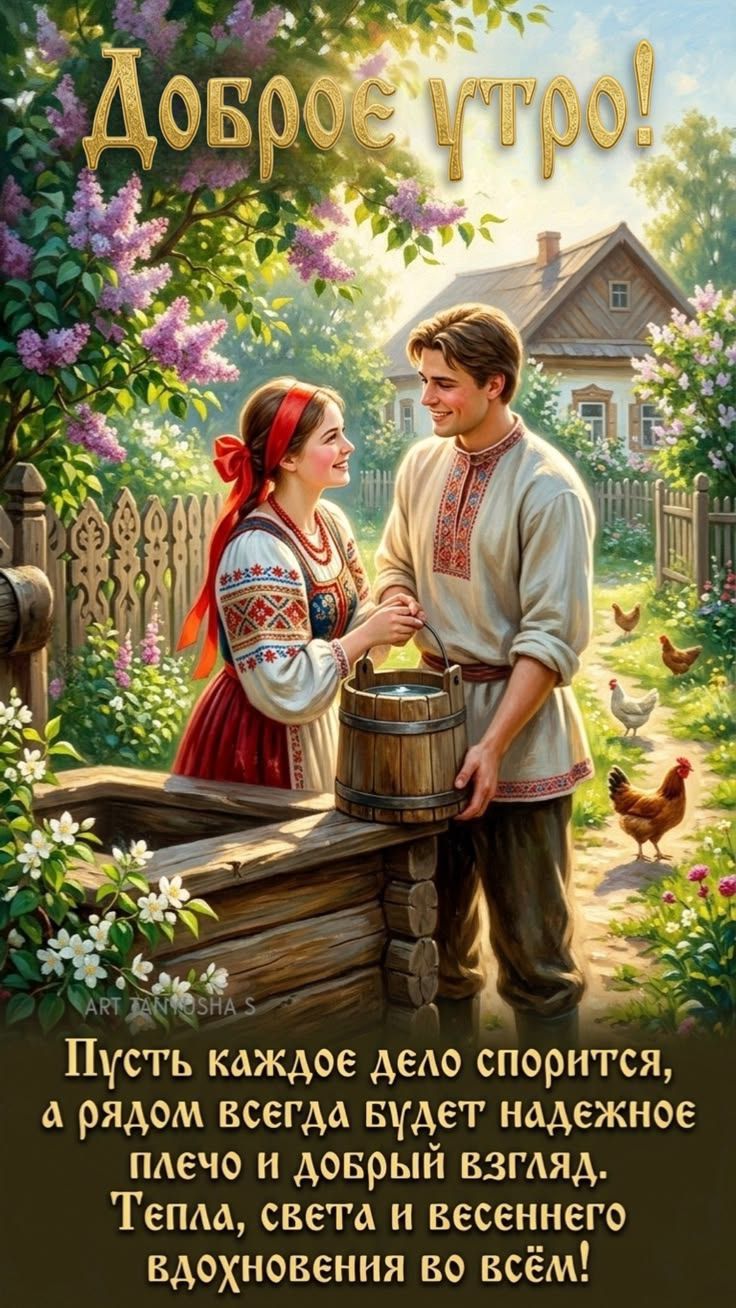 Доброе утро! Пусть каждое дело спорится, а рядом всегда будет надежное плечо и добрый взгляд. Тепла, света и весеннего вдохновения во всём!