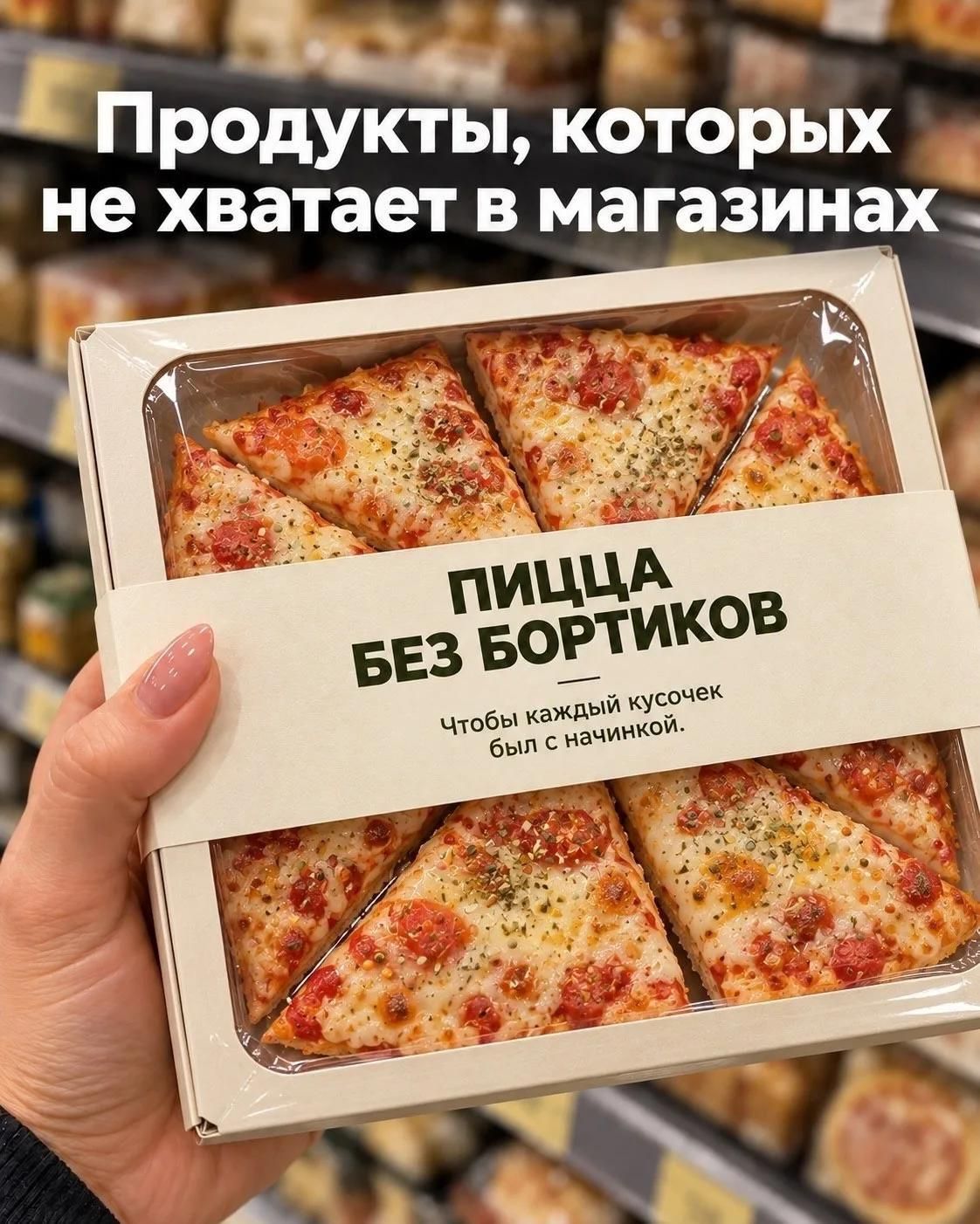 Продукты, которых не хватает в магазинах ПИЦЦА БЕЗ БОРТИКОВ Чтобы каждый кусочек был с начинкой.