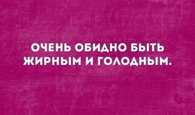 ОЧЕНЬ ОБИДНО БЫТЬ ЖИРНЫМ И ГОЛОДНЫМ.