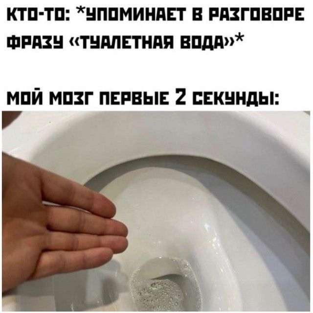КТО-ТО: *УПОМИНАЕТ В РАЗГОВОРЕ ФРАЗУ «ТУАЛЕТНАЯ ВОДА»* МОЙ МОЗГ ПЕРВЫЕ 2 СЕКУНДЫ: