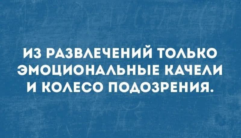 ИЗ РАЗВЛЕЧЕНИЙ ТОЛЬКО ЭМОЦИОНАЛЬНЫЕ КАЧЕЛИ И КОЛЕСО ПОДОЗРЕНИЯ.