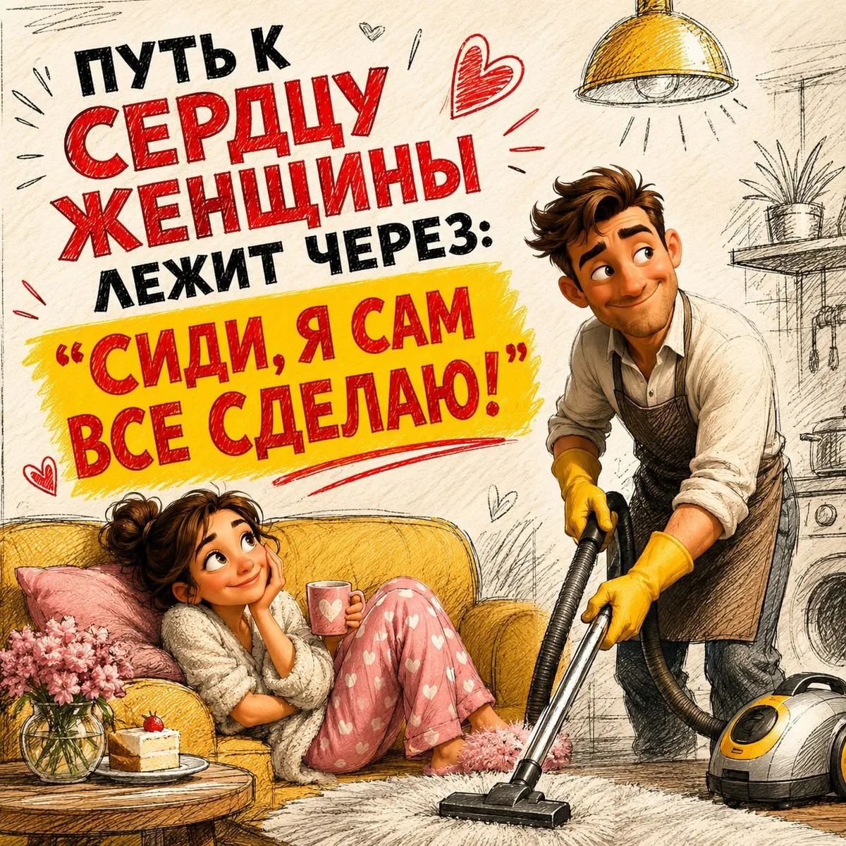 Путь к сердцу женщины лежит через: Сиди, я сам все сделаю!